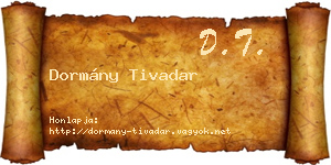 Dormány Tivadar névjegykártya